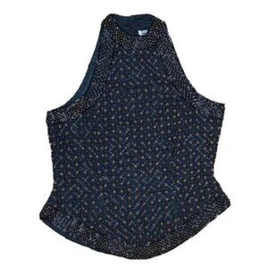 Vintage Mark  John By Gopal Silk Beaded Black Sleeveless Top Tank Large